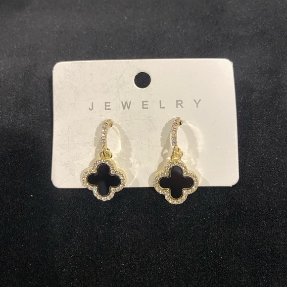 New earrings black and golden with crystal - Picture 3 of 5